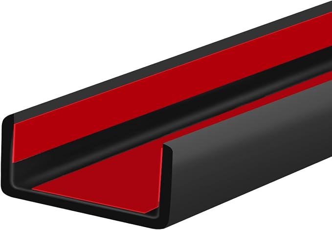 Rubber Edge Trim, 1-1/8 inch (28mm) Wide U Channel Edge Trim, Big Size U Shaped Trim, Self Adhesive Edge Banding for Plywood, Woods, Doors, Shelf, Cabinet, Countertop, Length 20Ft, Black