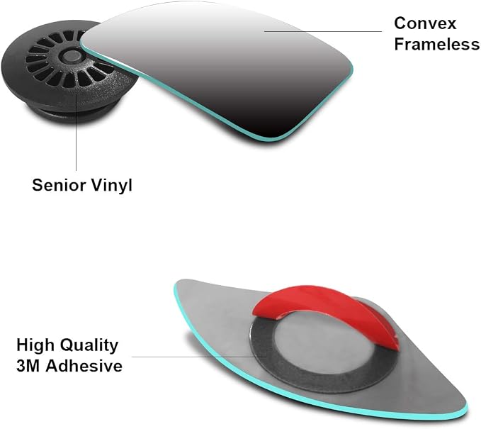 Rhombus Blind Spot Mirror - 2 Inches HD Glass Frameless Wide Angle Convex Mirror, 360° Adjustable Side Rear View Mirror with 3M Adhesive for Car SUV Truck 2 Pack
