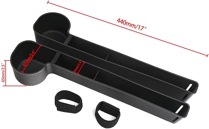 Car Seat Gap Filler, Multifunctional Seat Side Gap Filler with Cup Holder & Organizer, Gap Stopper Universal Fit Car SUV Truck Fill The Gap Between Seat & Console Set of 2 (Black)