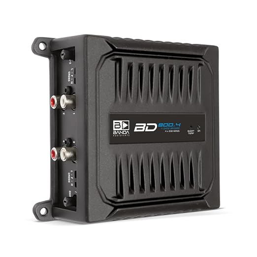 Banda Audiopart BD-800.4, Full Range 4 Channel Car Audio Amplifier - 800W RMS at 2 Ohm, Multi-Speaker Systems, Compact Design for Door Speakers