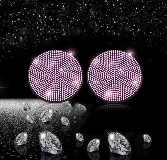 2pcs Bling Car Cup Holder Coaster, 2.75 inch Anti-Slip Shockproof Universal Fashion Car Coasters Insert Bling Crystal Rhinestone Automotive Interior Accessories for Women (2 pcs, Pink)
