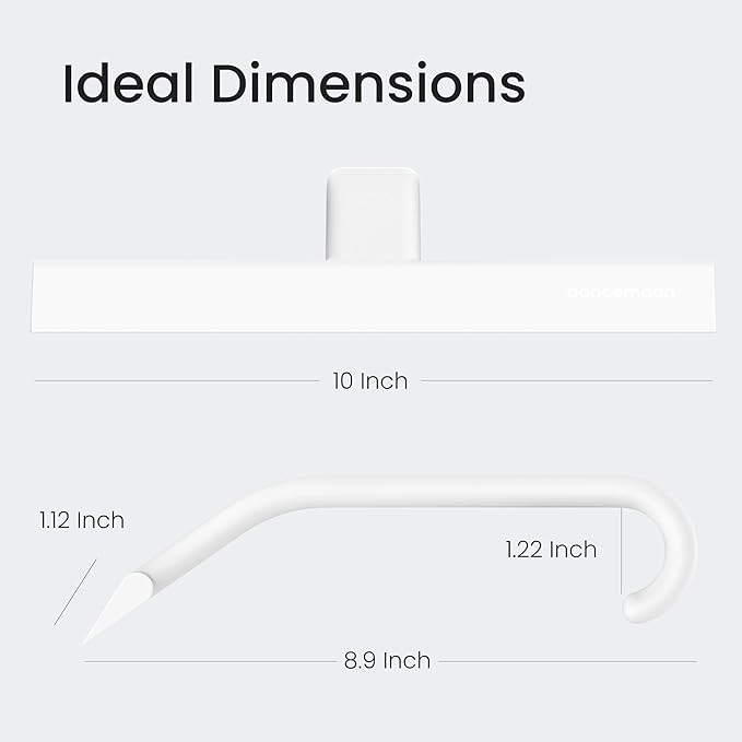 JustHang Shower Squeegee for Glass Doors, All-One-Piece Award-Winning Silicone Squeegee with Built-in Hook for Bathroom, Window, Mirror, Tile Wall,Car, Streak-Free Cleaner Tool,10-Inch White