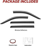 Outside-Mount Window Rain Guards Fit for 2019-2026 Chevy Silverado & GMC Sierra Crew Cab, Extra Durable Window Visors Deflector, Dark Smoke, Vent Shades for 19-26 1500 2500HD 3500HD Crew Cab