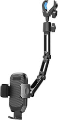 Phone Holder Car, Rear View Mirror Phone Holder - Aluminum Alloy Mount Multi-Angle Adjustment Rotatable and Retractable Compatible with All 4-7 Inch iPhone and Android Cell Phones (XL Black)