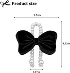 2PCS Bow Pearl Car Seat Headrest Hook, Cute Vehicle Seat Hangers Storage Organizer for Handbag Purse Coat, Auto Interior Headrest Decorative Hook, Universal for SUV RV Truck (Black)