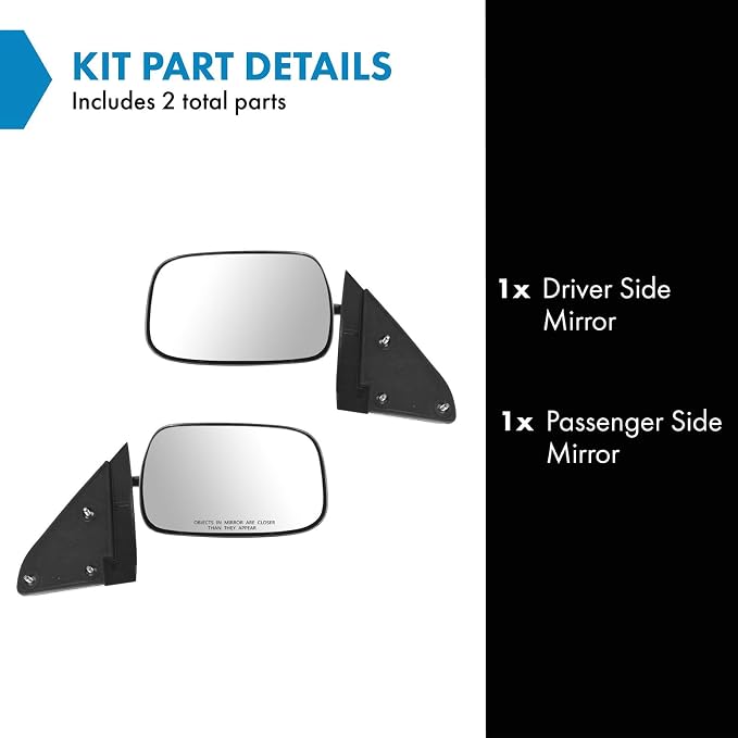 2 Piece Driver and Passenger Side Mirror Assembly Set Manual Adjustment No Heat No Memory Stainless Steel Compatible with 1988-1999 Chevy GMC C/K1500 1988-2000 C/K2500 C/K3500 1992-1999 Suburban