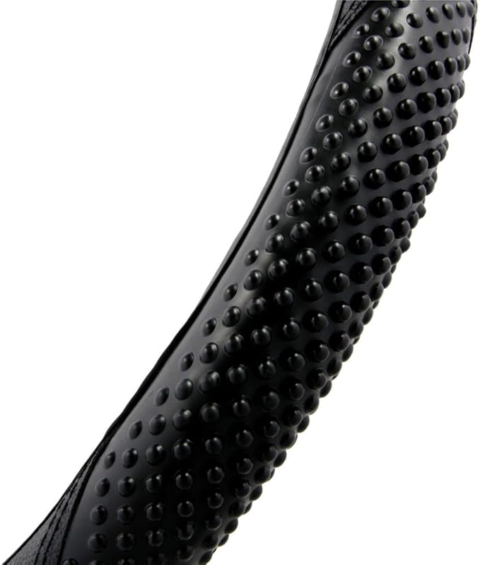 Sporty Two Tone Ergonomic Grip Steering Wheel Cover - Massaging Gel Grip for Standard Size Wheels 14.5-15 inch Black/Black
