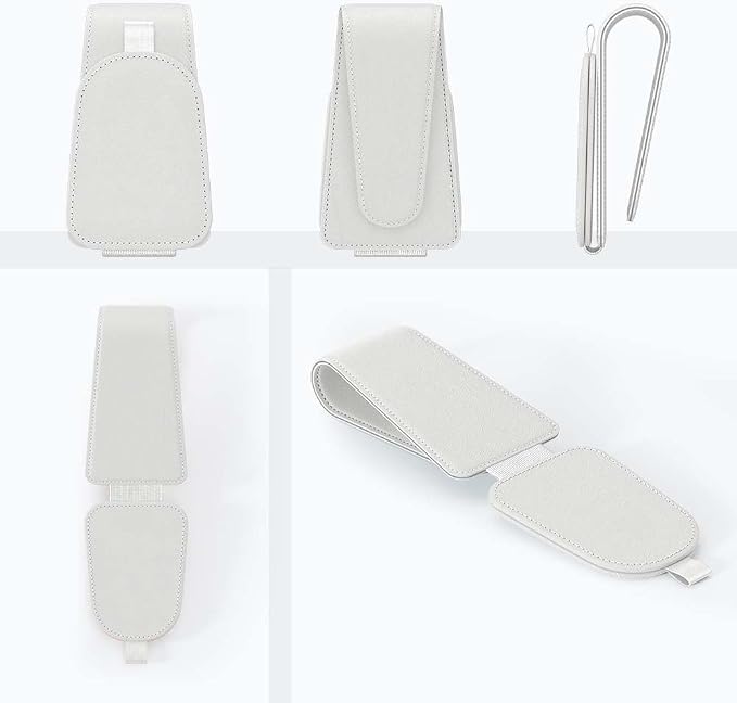 Sunglass Holder for Car Visor, White, 2 Packs | Suede Cloth, Magnetic, Organizer for Car Accessories