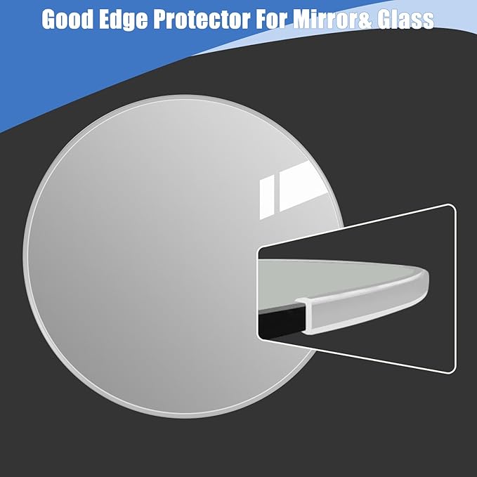 Clear Rubber Edge Trim, Self-Adhesive Rubber Edge Trim, Edge Protector for Sheet Metal, Glasses or Flexi Glasses, Silicone Rubber Material, Transparent Color, Fit 3/16"(5mm), U Channel Edge Guard