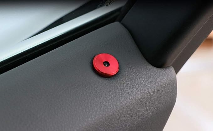 4pcs Sports Red Aluminum Decorative Door Lock Indicator Light Cap Covers Compatible with Porsche Cayenne Panamera Macan