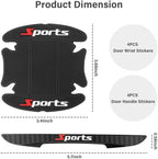 8PCS Car Door Handle Scratch Protector, 3D Carbon Fiber Pattern Anti Scratch Paint Protection Film, Sports Self-Adhesive Door Edge Sticker Universal for Car SUV Truck (Black)
