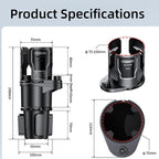 Car Cup Holder Expander 2 in 1，Expandable Cup Holder with 360°Adjustable Base，Compatible with Hydro Flask, Yeti, Nalgene, Other Large Bottles Drinks Mugs, Expandable to 2.87"-6" (Black)