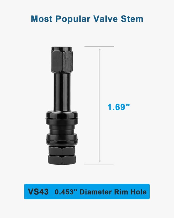 5pcs VS43 Tire Valve Stem Metal Clamp-in Valves, Tubeless Valve Stems Suit for 0.453 inch Rim Holes on Standard Vehicle Tires