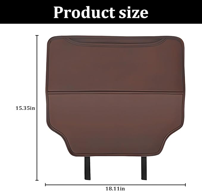 2PCS Car Kick Mat, Anti-Scratch Waterproof Anti-Slip Vehicle Back Seat Protector with Storage Pockets, Automotive Interior Seat Back Covers, Universal for SUV RV Truck (Brown)