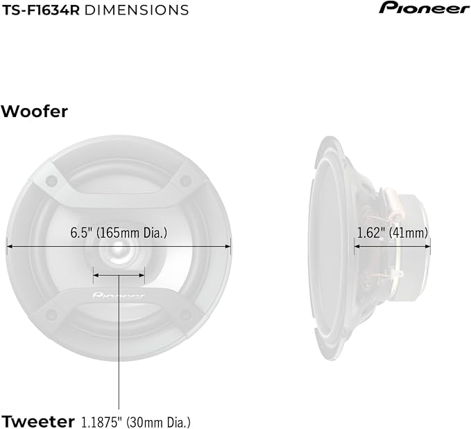 F-Series TS-F1634R 6.5” 2-Way Speakers (Pair) – 200W Max, Balanced Sound + Smooth Treble, Great Stock Replacement, High-Efficiency Speaker Designed for OEM Power