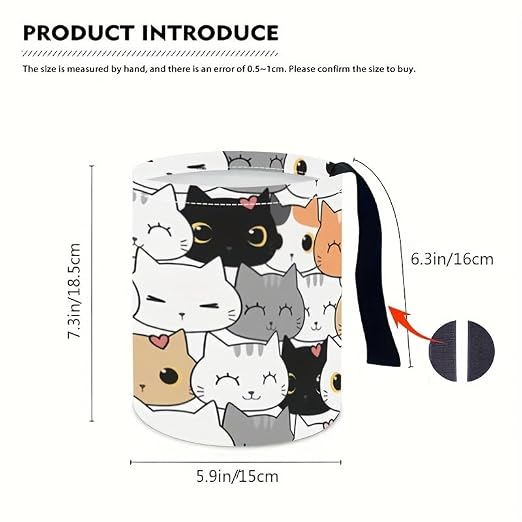 Portable Reusable Waterproof Car Trash Bin, Multipurpose Vehicle Organizer, Road Trip Essentials (Cats)