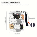 Portable Reusable Waterproof Car Trash Bin, Multipurpose Vehicle Organizer, Road Trip Essentials (Cats)