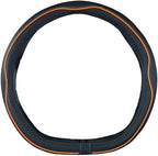 Flat Bottom Steering Wheel Cover Anti-Slip,Safety,Soft,Breathable,Durable,Full Surround,Comfortable Grip Microfiber Leather (D Shape, Black Orange)