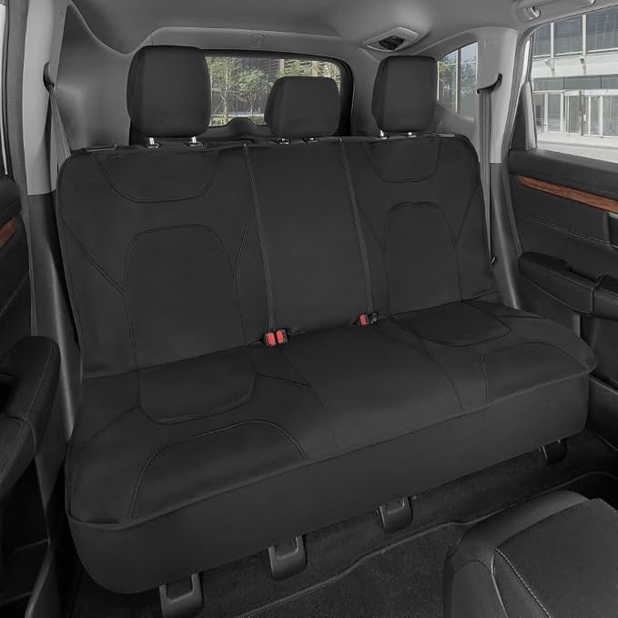 AquaShield Neoprene Waterproof Seat Covers for Trucks - Black 60/40 Split Bench Rear Seat Cover - Carseat Cover Automotive Back Seat Protector - Car Accessories for Kids & Dogs
