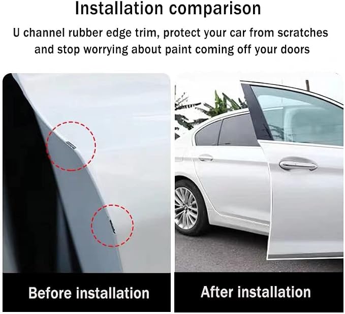 Car Door Edge Guards, White U Channel Rubber Trim Protector for Cars & Trucks, Anti-Scratch Door Edge Guard – 10Ft Length