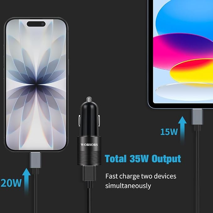 6 Pack 35W Fast USB C Car Chargers, PD 20W Type C Charging Port + 15W USBA Auto Plug, 12V Cigarette Lighter Adapter Bundle for iPhone 17 16 15 14, iPad, Samsung Galaxy S26 S25, Google Android Phones