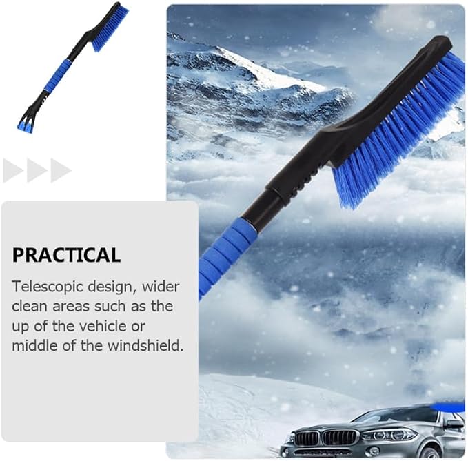 Snow Brush Ice Scraper Multi-Function Detachable Brush for Car Use Telescopic Handle 24.40In Compact Winter Tool for Windshield and Window Snow Removal