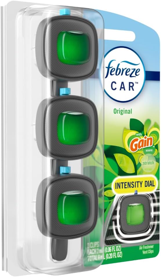 Car Air Freshener, Odor-Fighting Automotive Vent Clip, Gain Original Scent, 3 Count