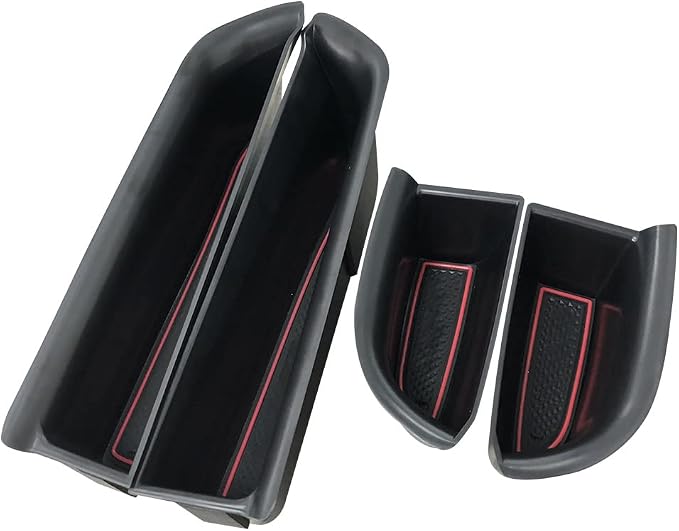 4pcs Door Side Storage Box Compatible with Highlander 2014 2015 2016 2017 2018 2019 Armrest Phone Container Door Organizer Handle Pocket ABS Tray Insert Glove Pallet