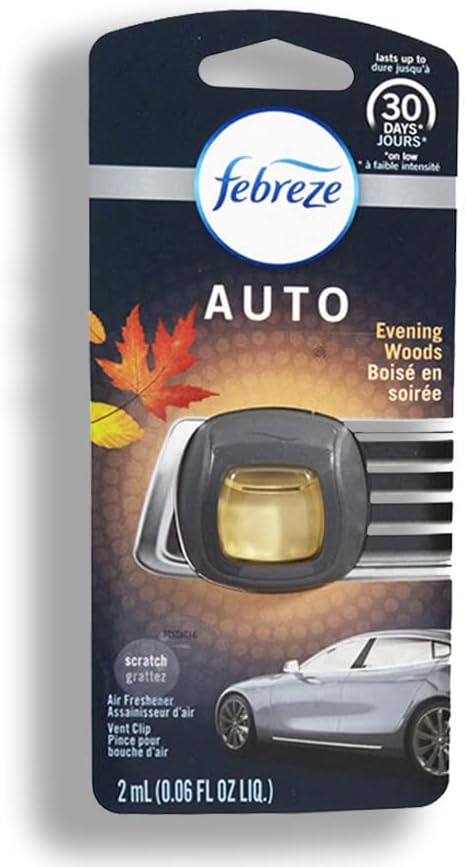 Car Vent Clip Air Freshener, Odor Eliminator for Strong Odors, Up to 30 Days Freshness, Evening Woods
