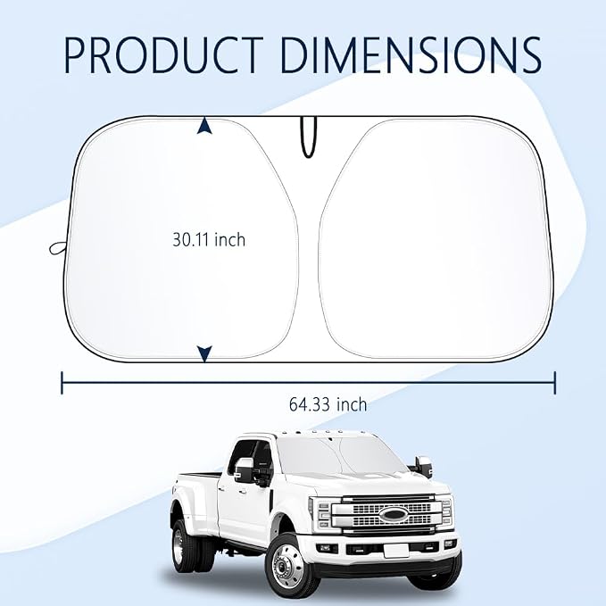 300T Thickened Automotive Glass Sunshade and Comes with Storage Bag,Keep Car Interior Cool,Windshield Sun Shade Compatible with Ford F250 Super Duty/F350 Super Duty/F450/F550