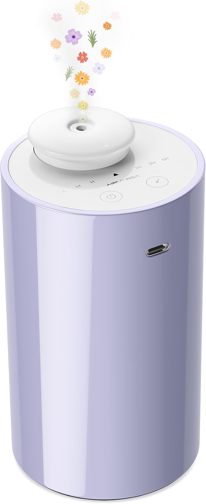 Waterless Diffuser for Essential Oil, Car Diffsuer, Battery Operated Nebulizer, 0.7 Fl Oz/ 20mL, Mini Scent Air Machine, 3 Timers & 3 Mist Levels for Home, Room, Car, Office - AN6 Lavender