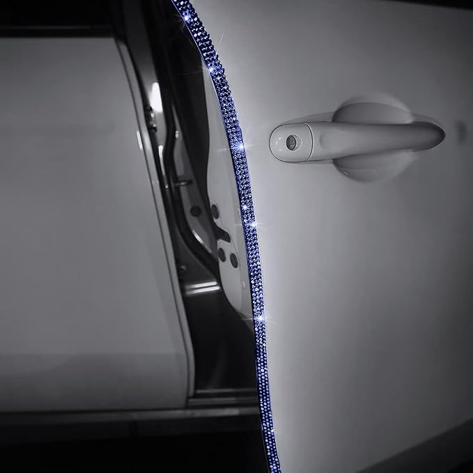 Door Edge Anti-Scratch Sticker Door Crash Bumper Crystal Bling Protection Tape Rubber Strip Sticker,Car Door Protector,Car Door Guard,Car Door Protection,90cm/35.4" Each One,4Pack/Set,Deep Blue