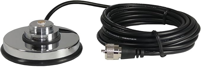 Tram-Browning BR-1030-UHF 3-5/8-In. NMO Magnet Mount with Rubber Boot and Preinstalled UHF PL-259 Connector, Chrome