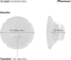 D-Series TS-D65F 6.5” 2-Way Speakers (Pair) – 270W Max, Balanced Sound + Smooth Treble, Ideal Factory Upgrade, Add an Amplifier for Even Better Performance