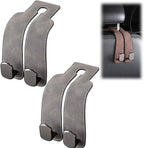 2026 New Car Seat Headrest Hooks for Purses and Bags - Support Car Headrest Hooks for Purses and Bags Coat, Leather Car Bag Purse Holder with Double Hooks (Gray-2PC)