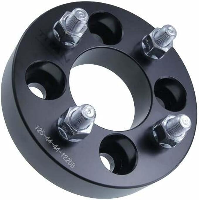 1.25 Inch Golf Cart Wheel Spacer Compatible with EZGO, Club Car, Yamaha Golf Cart - 4x4 Bolt Pattern, 66mm Hub Bore, 1/2x20 Studs, 32mm Thick, Billet Aluminum, Black - Single