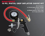 EXELAIR 10 Piece Pistol Grip Inflator Gauge Kit, 1/4, EX0510PKIT