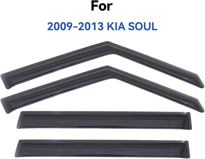Window Visors Rain Guards Shield for 2009 2010 2011 2012 2013 Kia Soul, Out-Channel Window Vent Wind Deflectors Visors Shades for 09-13 Soul