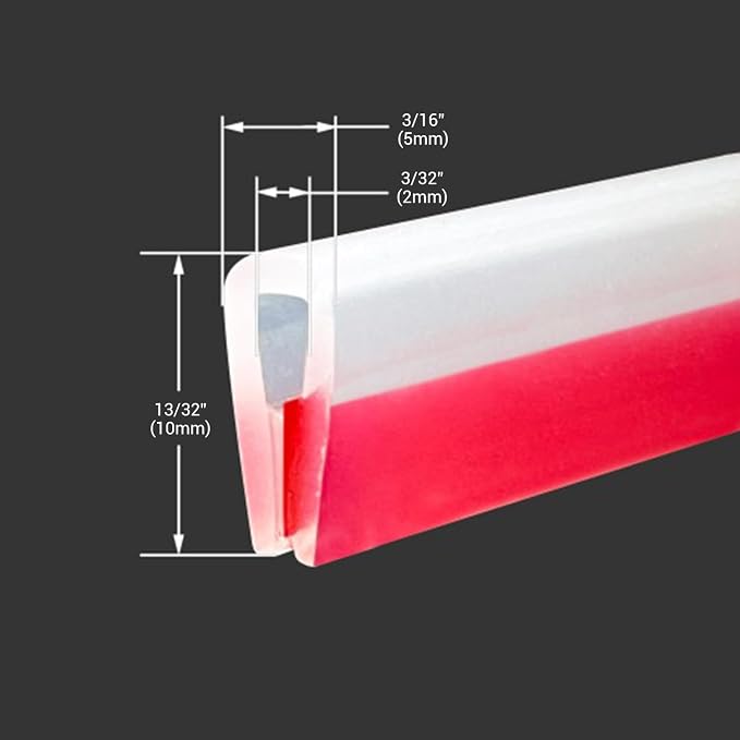 Clear Rubber Edge Trim, Self-Adhesive Rubber Edge Trim, Edge Protector for Sheet Metal, Glasses or Flexi Glasses, Silicone Rubber Material, Transparent Color, Fit 3/32"(2mm), U Channel Edge Guard