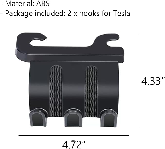 2Pcs Hooks for Tesla Rear Trunk Hooks Headrest Storage Hangers Car Trunk Organizer for Purse Groceries Hooks for Tesla Model Y RearSeat