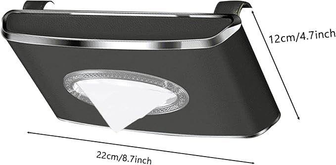 Faux Leather Car Tissue Box for Car Interior, Multi-Function Tissue Holder with Visor Clip, Armrest & Back Seat Napkin Organizer, Vehicle Tissue Dispenser Accessories (Black Hanging)