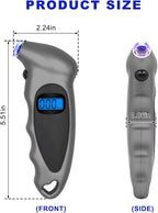 Digital Tire Pressure Gauge, 150PSI 4 Settings High Accuracy Tire Gauge with Backlit LCD and Non-Slip Grip, Easy to Read Air Pressure Gauge for Cars, Trucks and Bicycles (Gray)