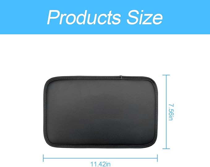 Leather Center Console Cushion Pad, 11.4"x7.4" Waterproof Armrest Seat Box Cover Fit for Most Cars, Vehicles, SUVs, Comfort, Car Interior Protection Accessories (Black/Skin)