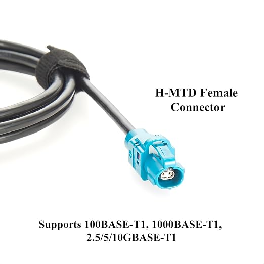 Rosenberger E6S10A-1CAZ5-Z to E6K10A-1CAZ5-Z H-MTD Automotive Ethernet Cable 10Gbps 100/1000BASE-T1 H-MTD Z Code Male to Female Extension Cable for ADAS, ECU, Robotaxi, In-Vehicle Networks(5M/16.4FT)