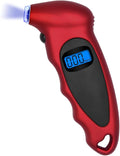 Digital Tire Pressure Gauge, 150PSI 4 Settings High Accuracy Tire Gauge with Backlit LCD and Non-Slip Grip, Easy to Read Air Pressure Gauge for Cars, Trucks and Bicycles (Red)