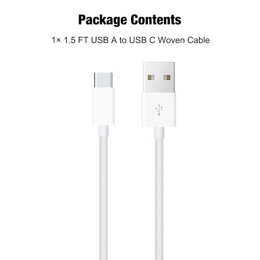 1.5FT Short IPhone 17/17E/16/16E/15 Woven Cable, USB A to USB C CarPlay Charger Cable for iPhone 15 16 17 Pro Max, Plus/Air, iPad 10th Gen, iPad Pro 12.9/11, Air 5th/4th Gen, Mini 6th Charging Cord