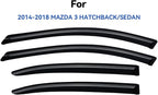 Window Visors Rain Guards for 2014-2018 Mazda 3 Sedan & Hatchback, Out-Channel Window Vent Wind Deflectors Visors Shades for 14-18 Mazda 3