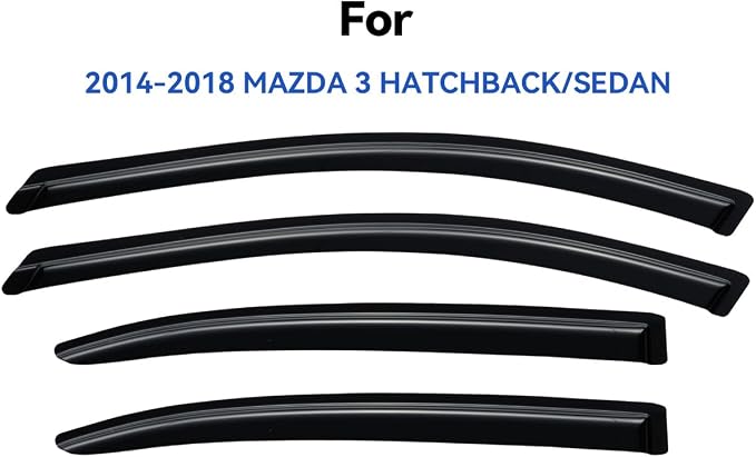 Window Visors Rain Guards for 2014-2018 Mazda 3 Sedan & Hatchback, Out-Channel Window Vent Wind Deflectors Visors Shades for 14-18 Mazda 3