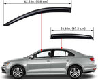Extra Durable Outside-Mount Auto Vent Window Visor, Fits 2019-2026 Volkswagen Jetta, UV Protection Rain Guard, Original Wind Deflector, No-Drill Easy Install, Dark Smoke, 4-Pcs