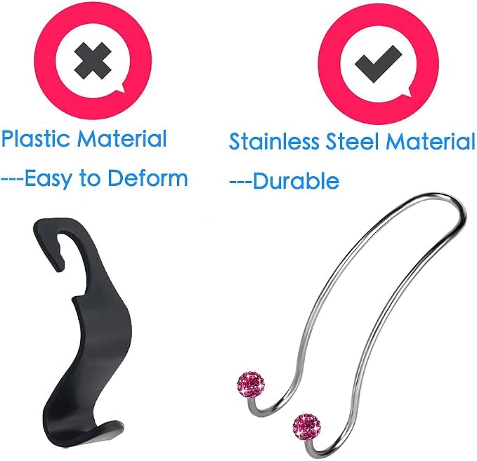 Auto Hooks Bling Car Hangers Organizer Seat Headrest Hooks Strong and Durable Backseat Hanger Storage Universal for SUV Truck Vehicle 2 Pack (Fuchsia)